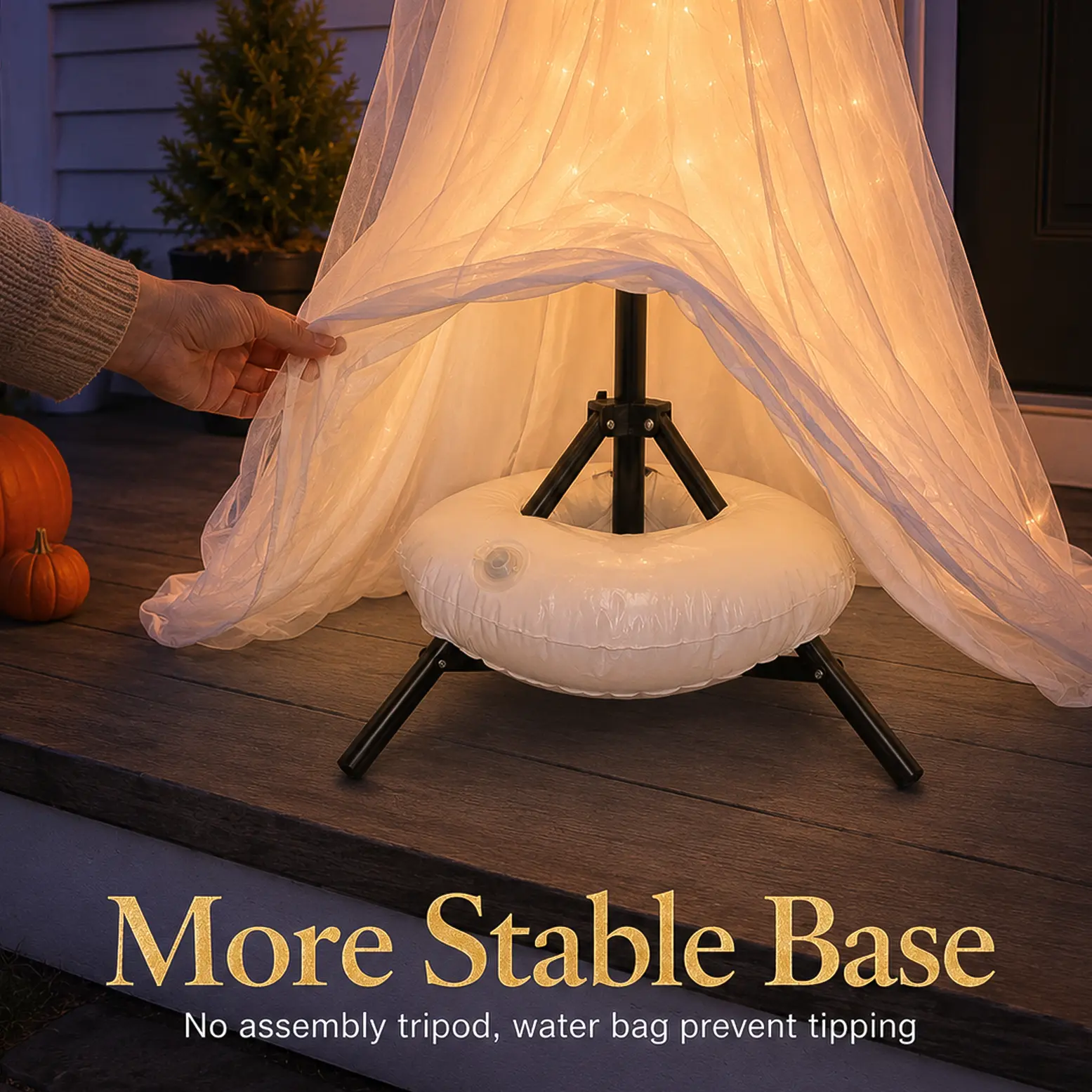 Stable tripod base and fillable waterbag